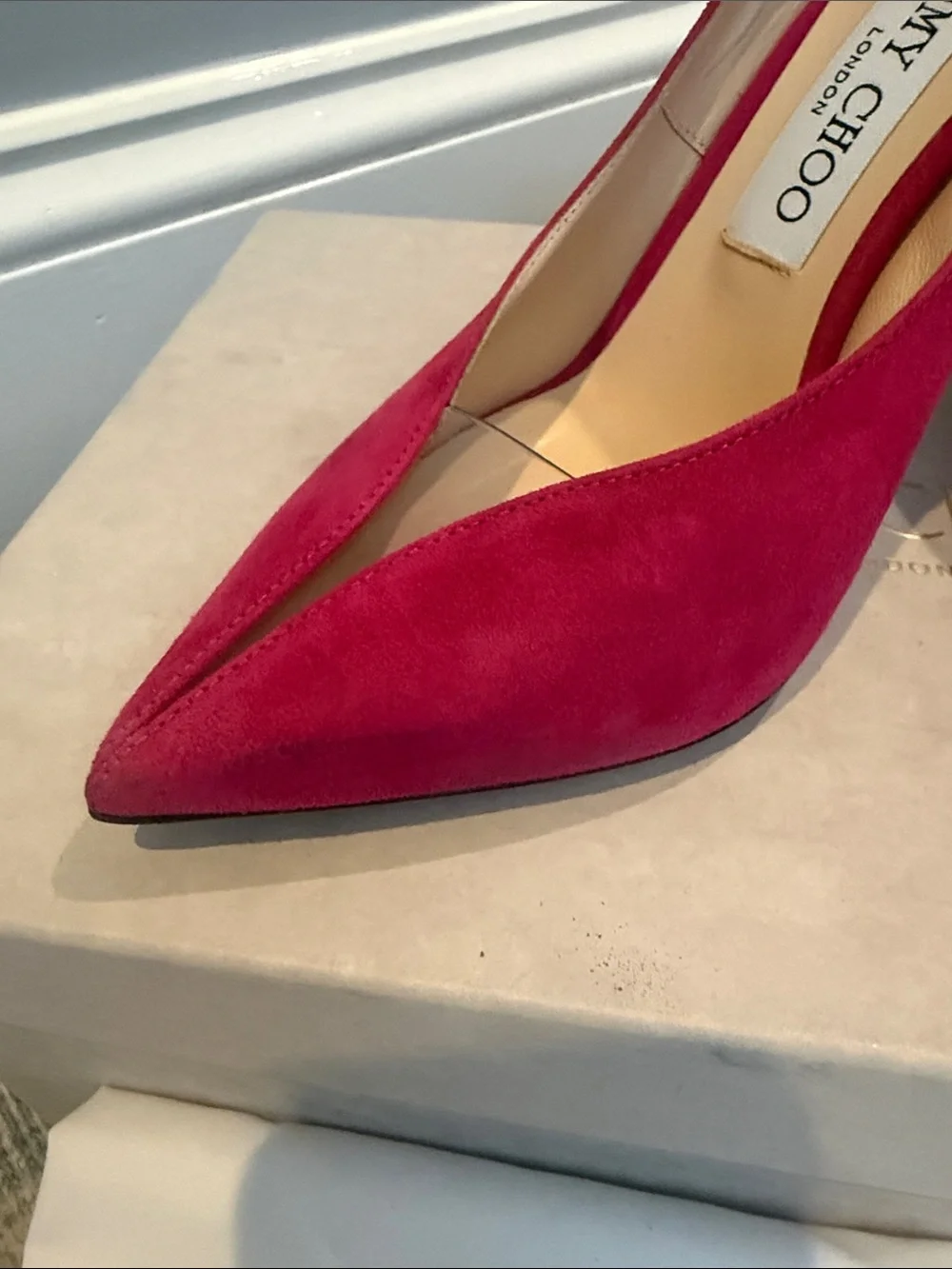 Jimmy Choo Fuchsia Suede Pointed-Toe Stiletto Pumps